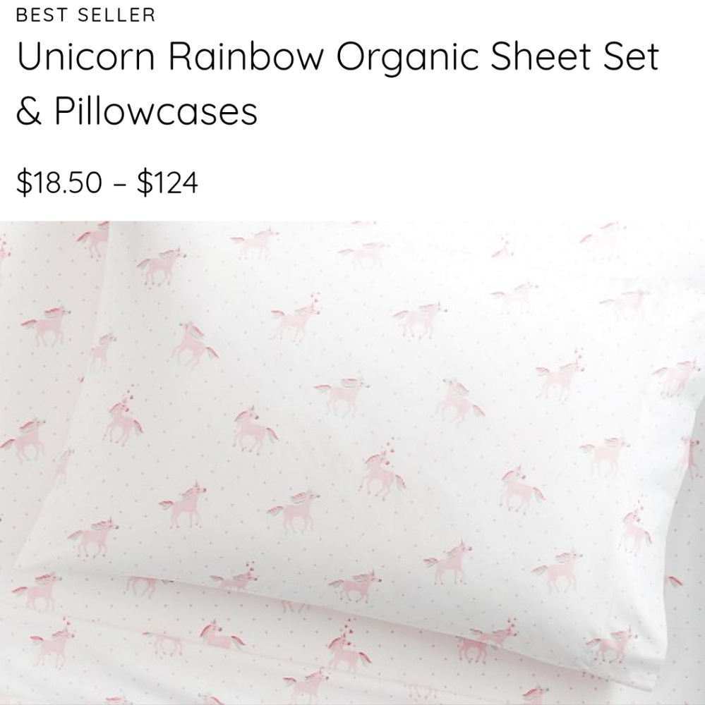 Unicorn rainbow organic sheet set